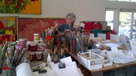 Helen Lucas Painting In Studio